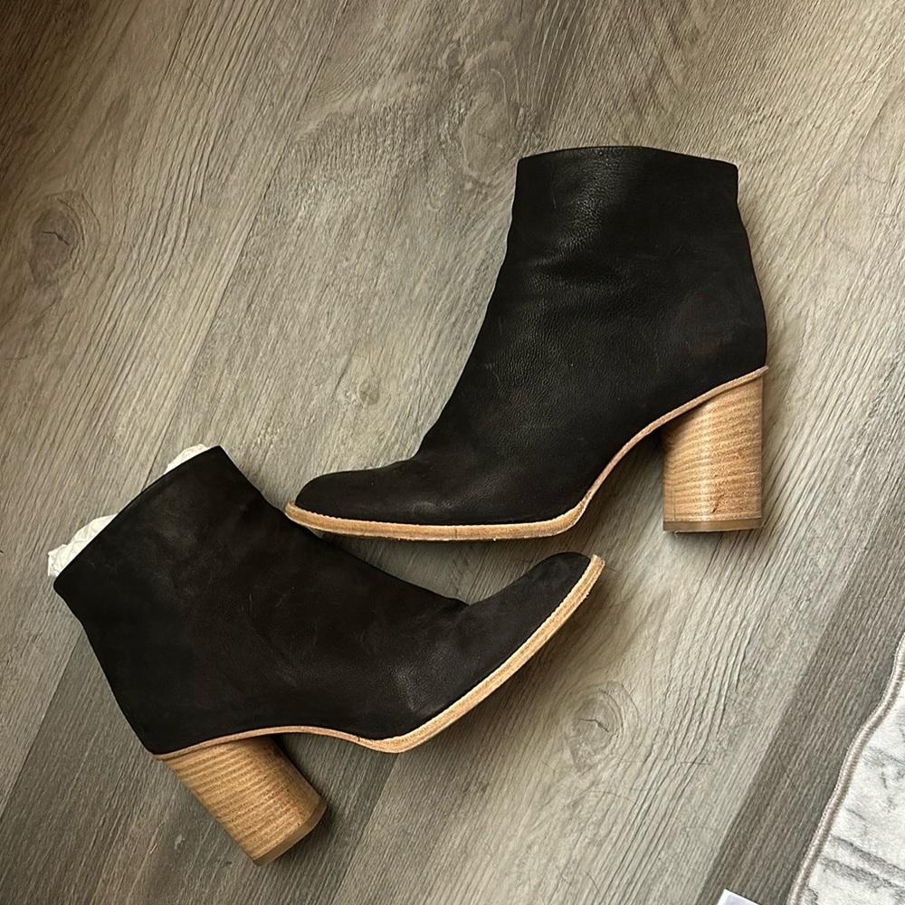 Black Suede Chunky Heeled Boots